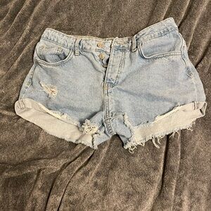 Forever 21 Light Blue Ripped Jean Shorts